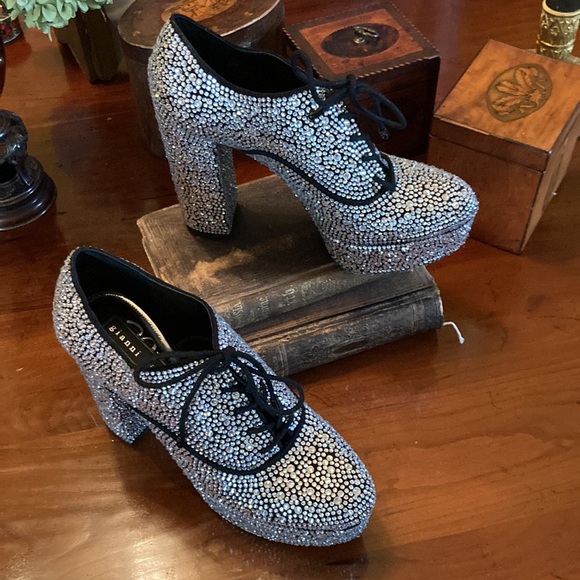 Gianni Bini 20th Anniversary Collection Keevie Bling Rhinestone Platform Shoes - Picture 2 of 11